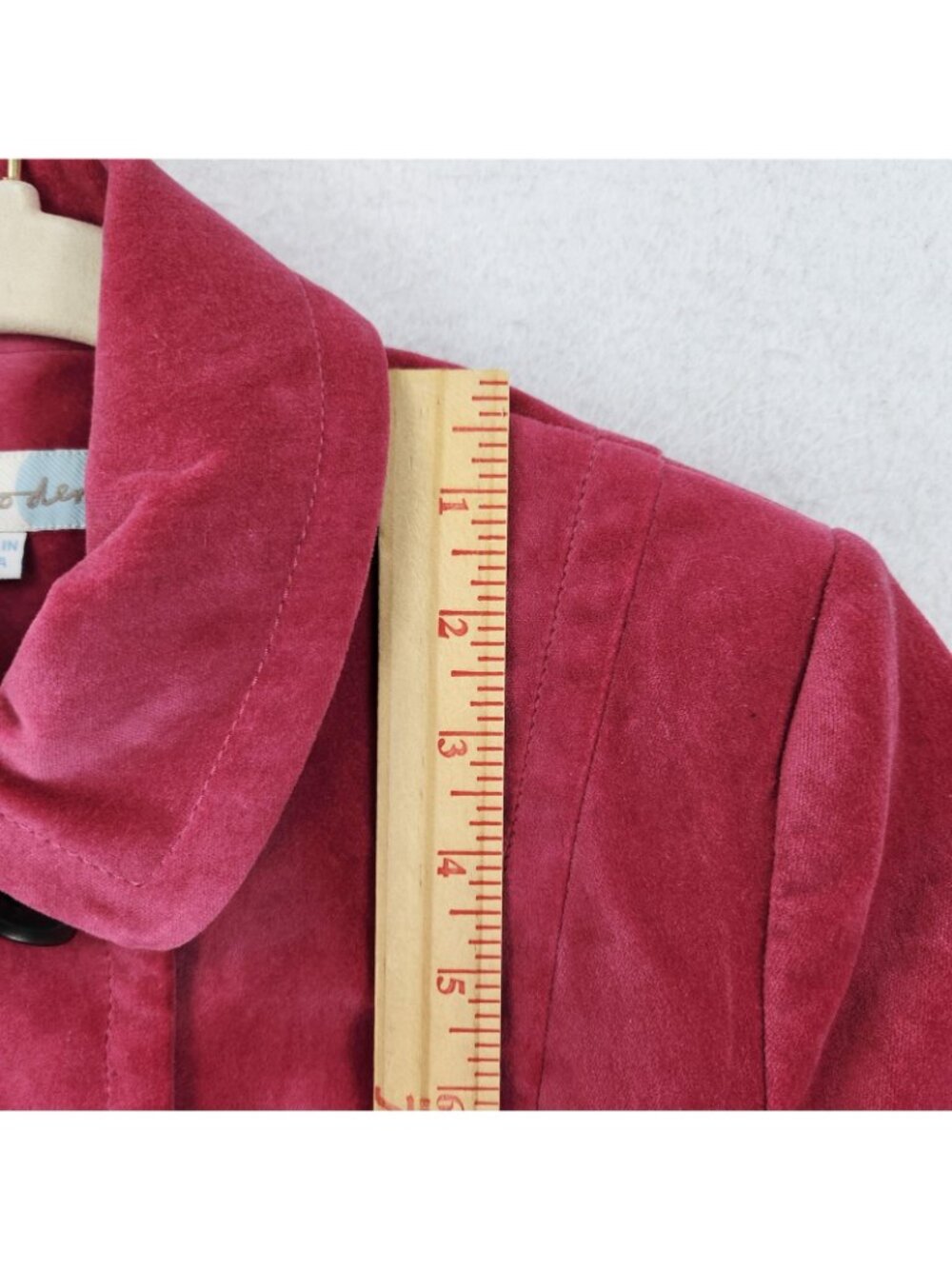 Boden Jacket Womens 4 Pink Velvet Button Front Long Overcoat Preppy Casual - Picture 4 of 12